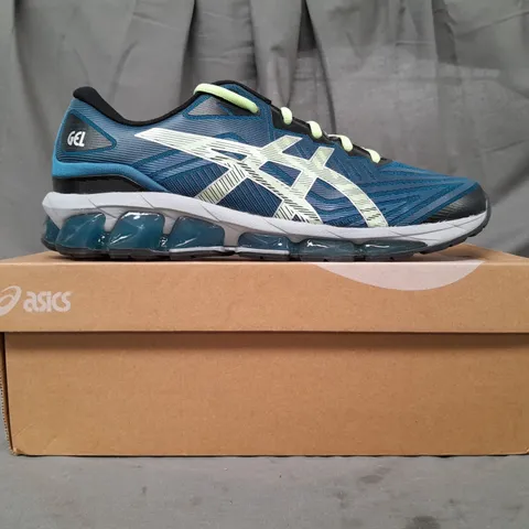 BOXED PAIR OF ASICS GEL-QUANTUM 360 VII SHOES IN LIGHT INDIGO/LIME GREEN UK SIZE 9