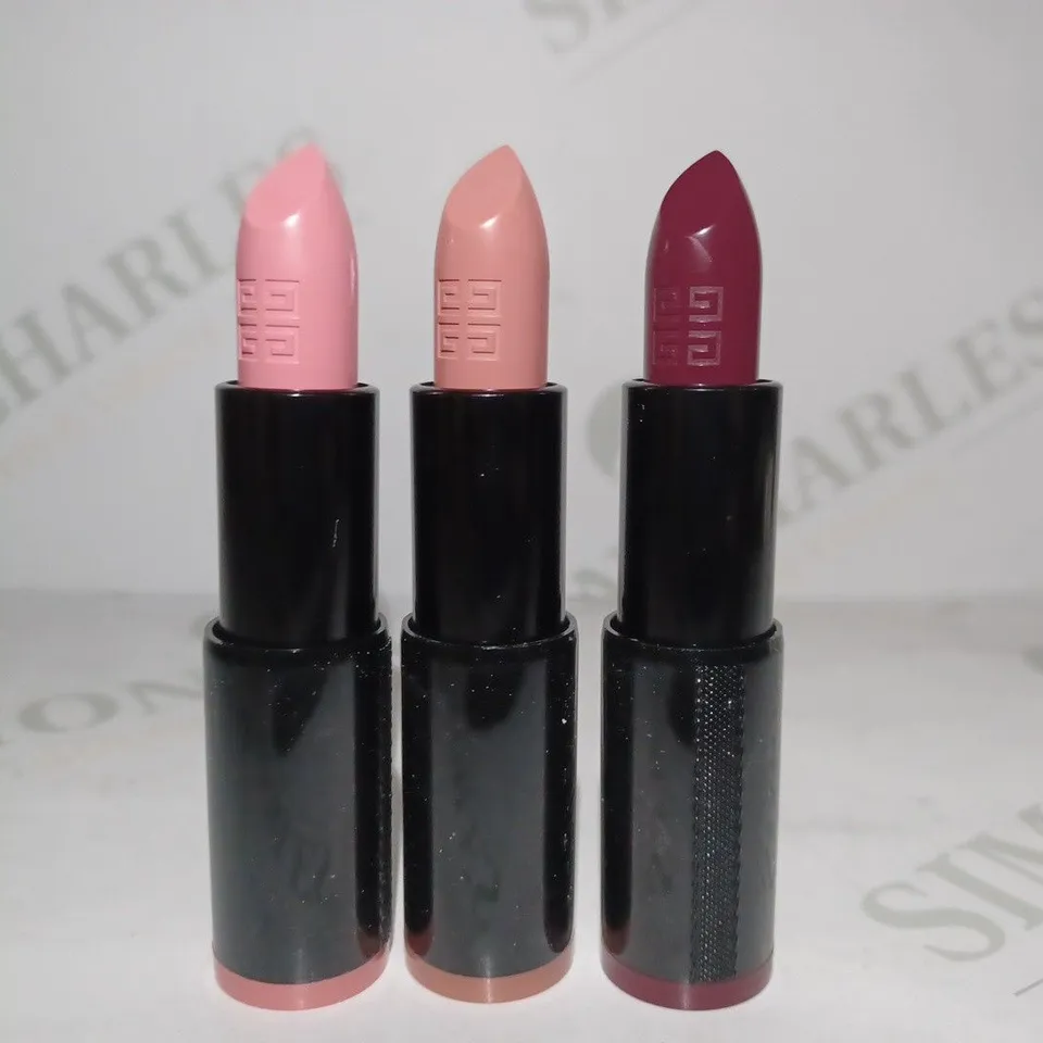 BOX OF APPROX 10 ASSORTED GIVENCHY TESTER LIPSTICKS - PURPLE FICTION, STREET ROSE, ROSY NIGHT, ETC
