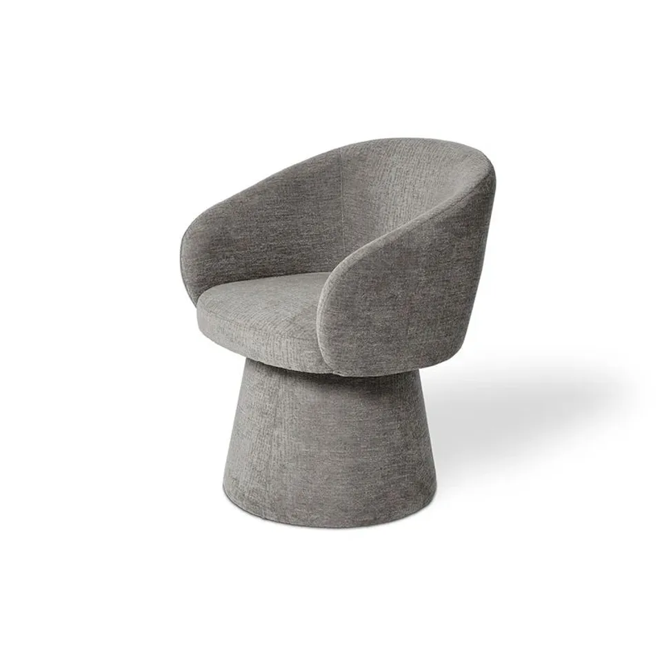 BOXED DUKE TWIST UPHOLSTERED LOW BACK DINING ARMCHAIR BOUCLE, 48cm SEATING HEIGHT - GREY (1 BOX)