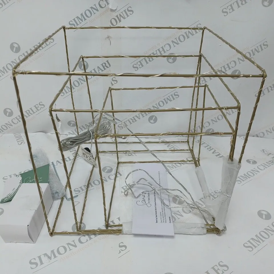 SARA DAVIES SET OF 3 INDOOR/OUTDOOR PRE-LIT CUBES