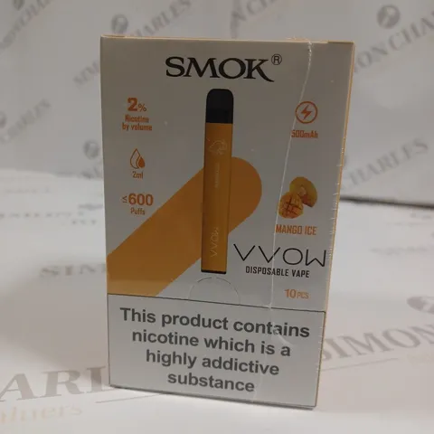 SEALED SMOK VVOW 10-PACK OF DISPOSABLE VAPES - MANGO ICE