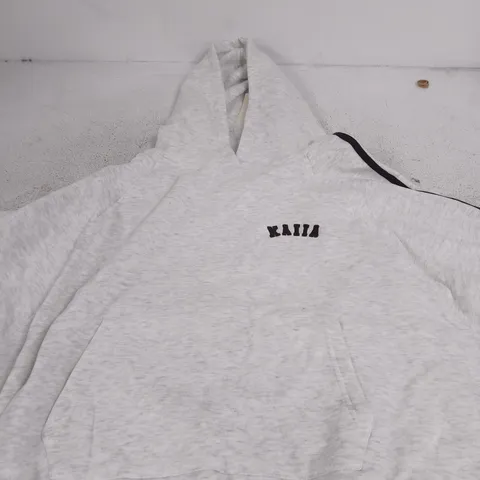 KAIA SLOGAN SIDE STRIPE OVERSIZED HOODIE – LIGHT GREY MARL, UK 10 (EU 38 / US 6)