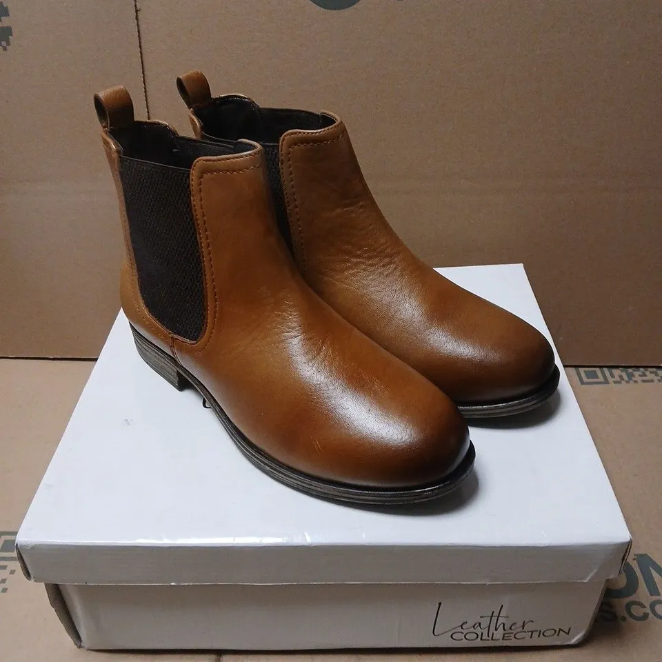 KIARA TAN LEATHER CHELSEA BOOTS – UK SIZE 6