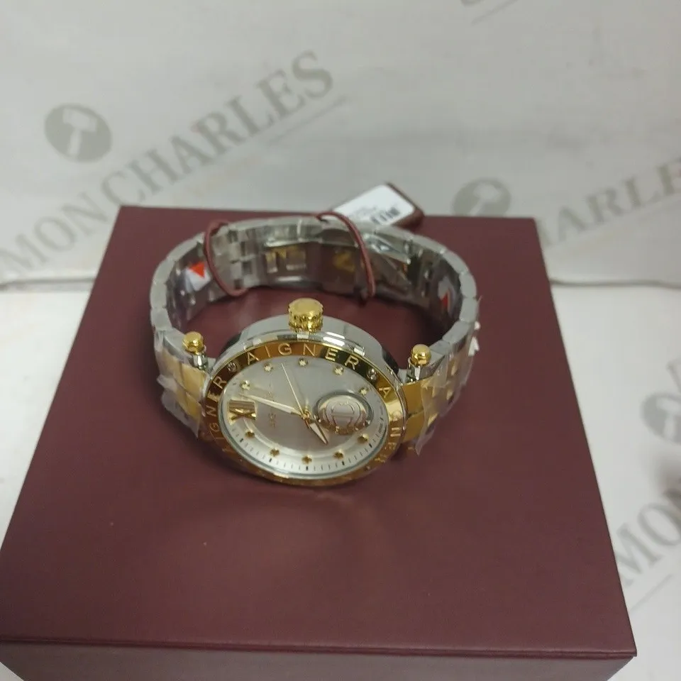 BOXED AIGNER GENTS VIGEVANO SWISS MADE WATCH WITH STAINLESS STEEL BRACELET - 5 ATM. 