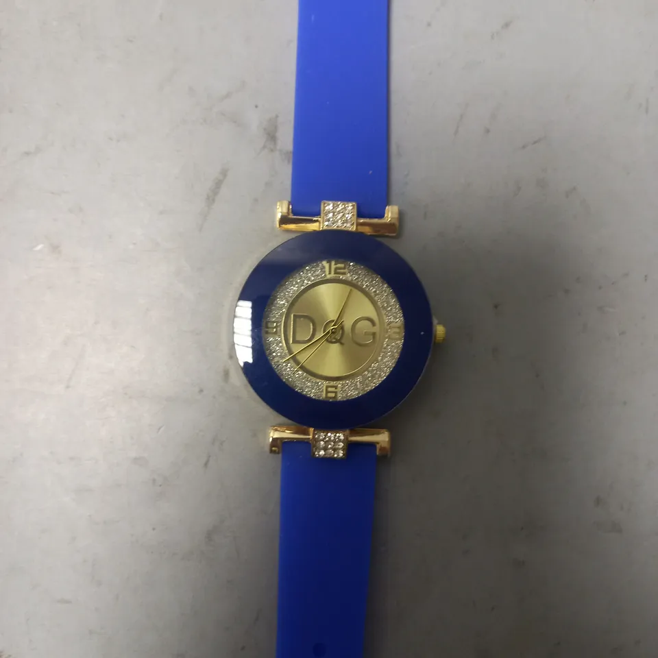 FOUR ASSORTED DQG WATCHES IN VARIOUS COLOURS W. DIAMANTE EFFECT