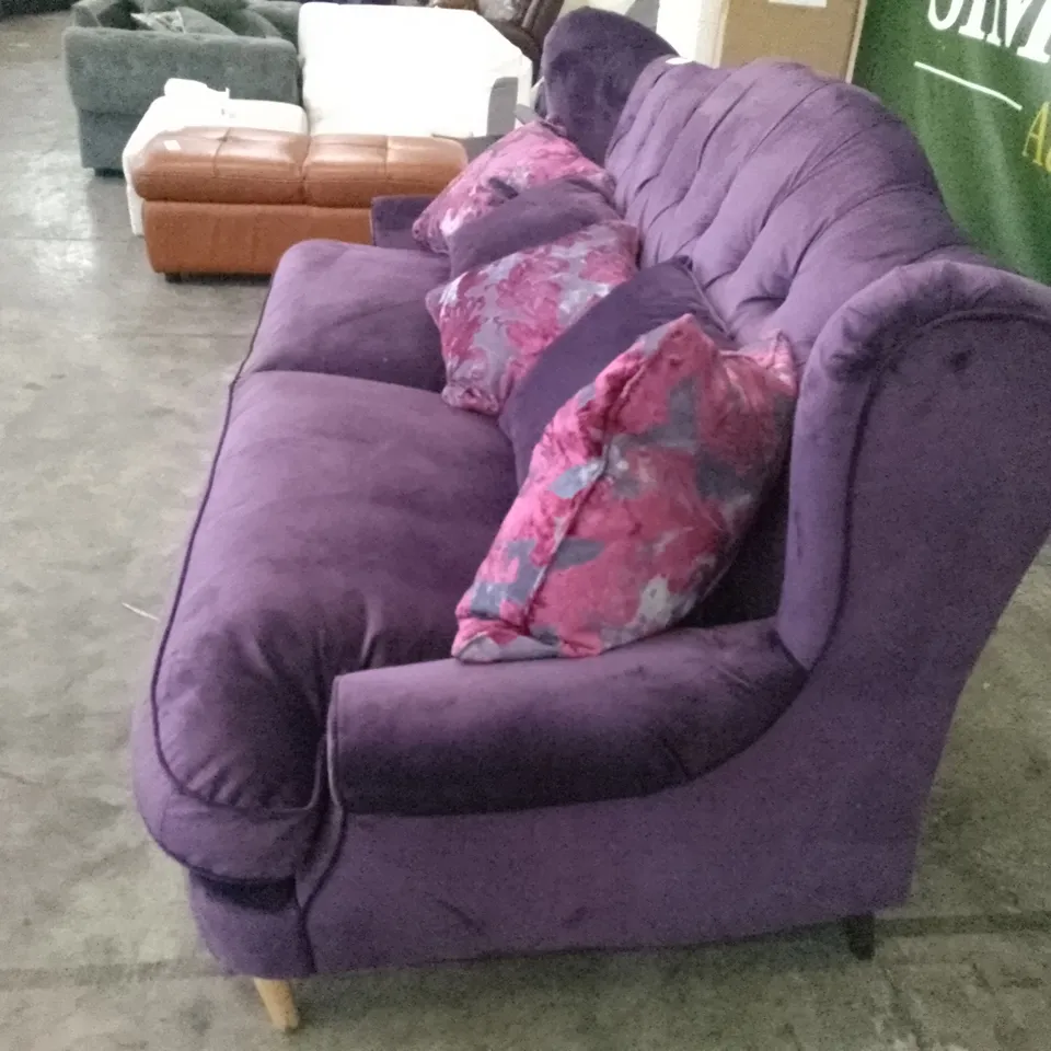 QUALITY DESIGNER 2.5 SEATER SOFA - PURPLE FABRIC 