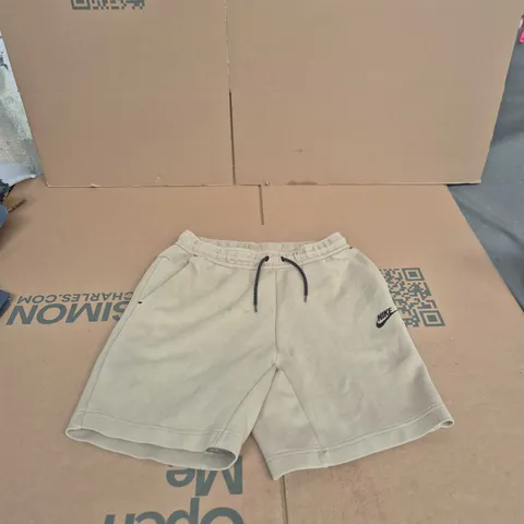 NIKE BEIGE MEN'S SHORTS WITH DRAWSTRING – LOGO ON LEFT LEG UK S