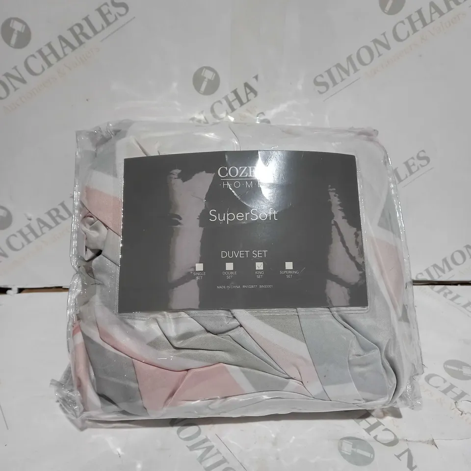 SUPERSOFT BY COZEE HOME GREY ABSTRACT PRINTED 3 PIECE DUVET SET