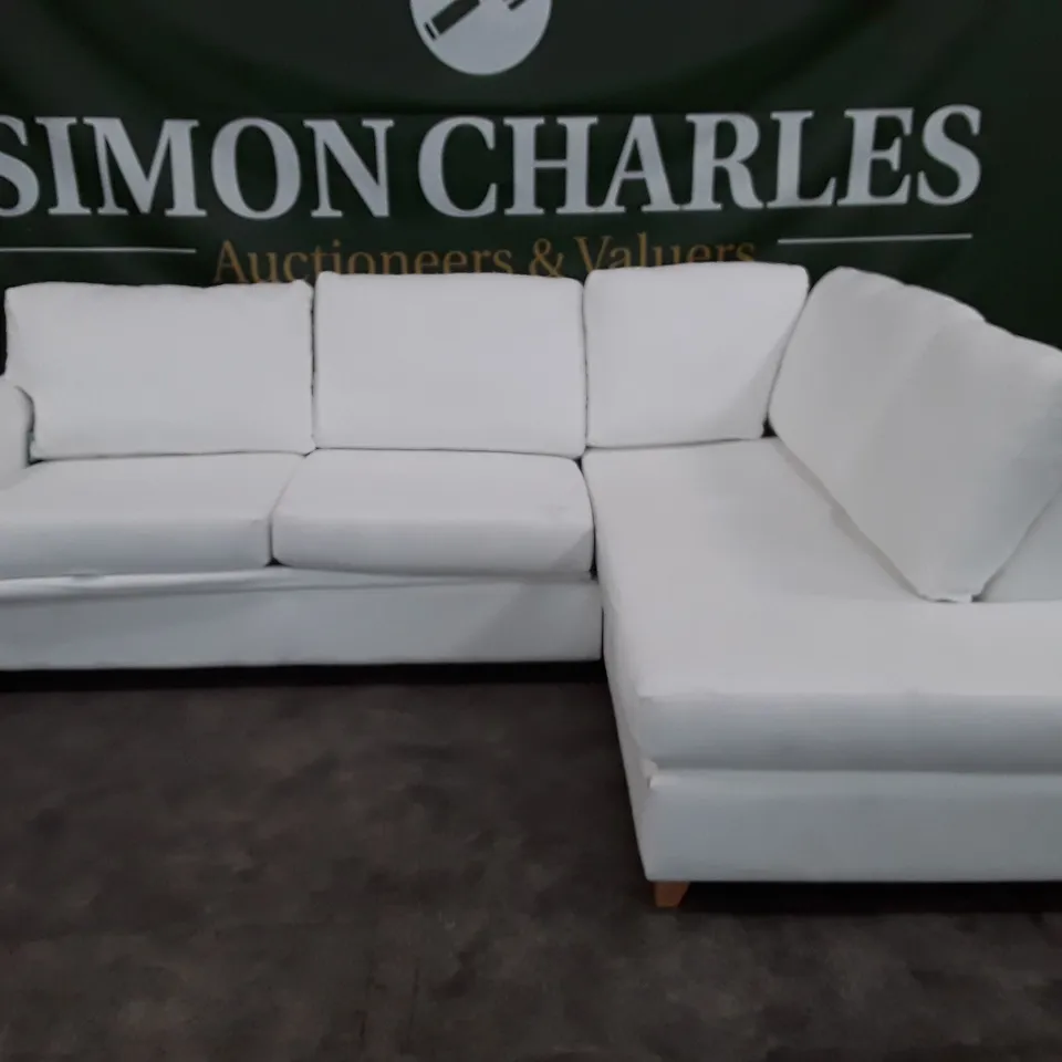 QUALITY DESIGNER ALDERTON CHAISE SOFA BED - ALABASTER FABRIC
