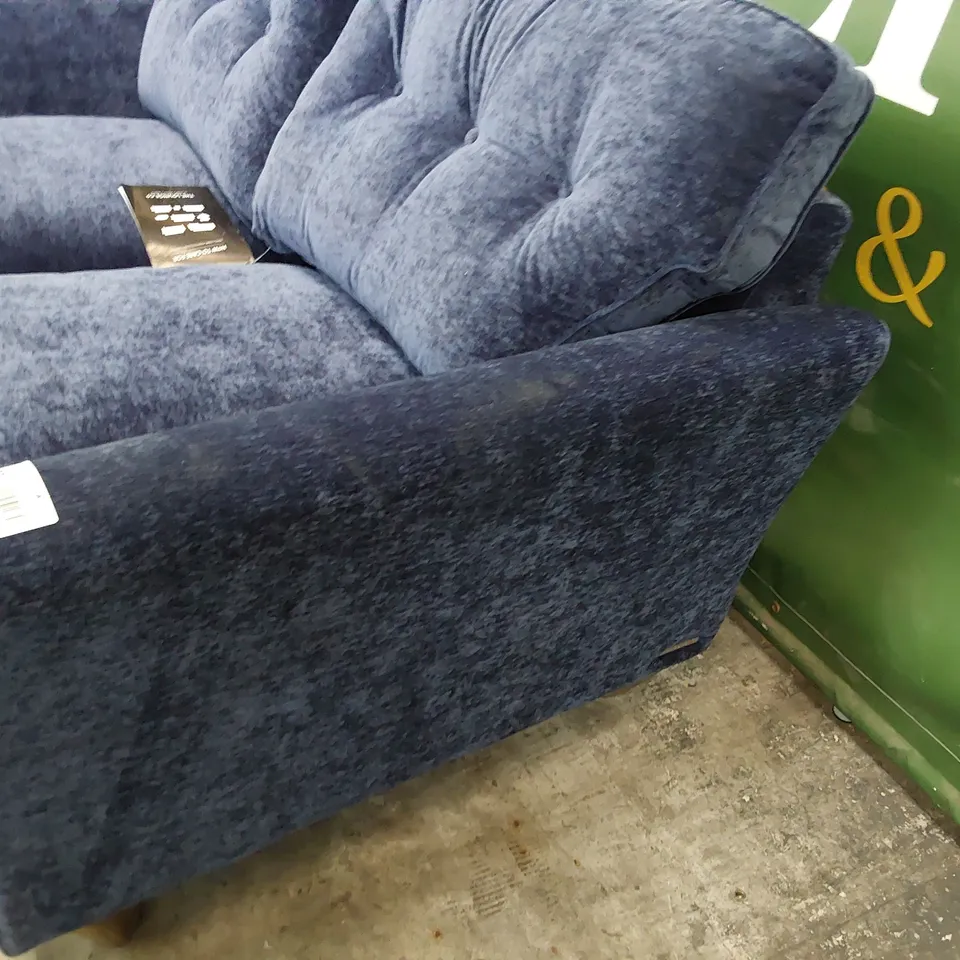 QUALITY BRITISH DESIGNER LOUNGE Co. TWO SEATER SOFA BLUE PLUSH FABRIC 