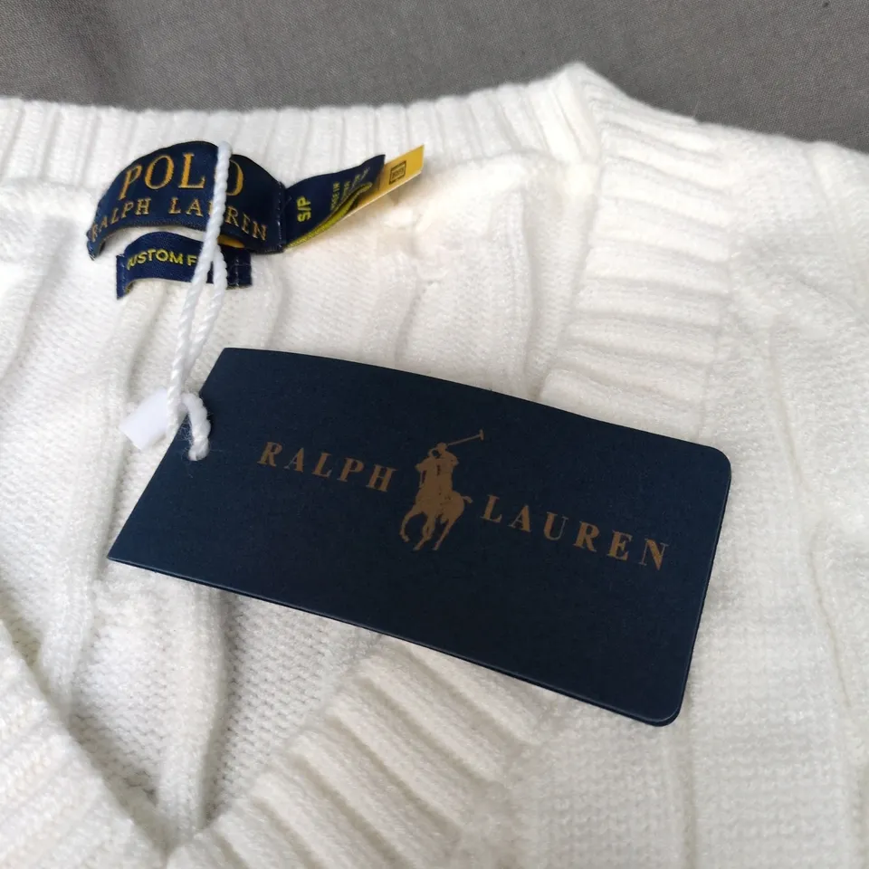 POLO RALPH LAUREN CREAM KNITED JUMPER SIZE S/P WITH TAGS