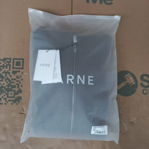 BAGGED ARNE RELAXED ZIP THROUGH HOODIE IN GREY SIZE SMALL