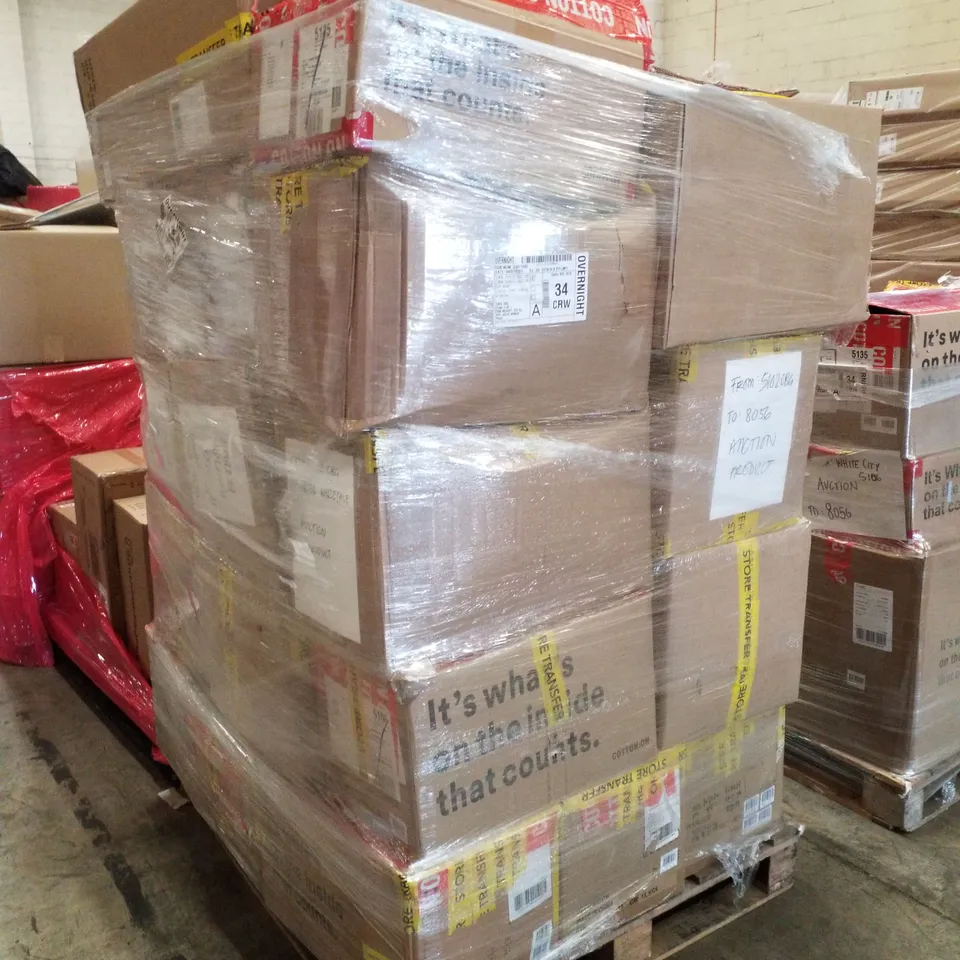 PALLET CONTAINING ASSORTED BRAND NEW ASSORTED PRODUCTS INCLUDING TRAVEL PILLOW, ALPHABET SEQUIN ORNAMENTS, BEACH PADDLES, WIRELESS SPEAKER, SMART WATCH BAND, EARBUD CASE & TABLE EASELS