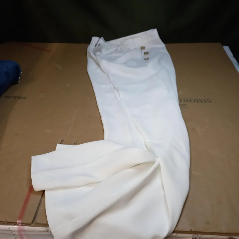 WHITE BUTTONED LADIES TROUSERS UK S