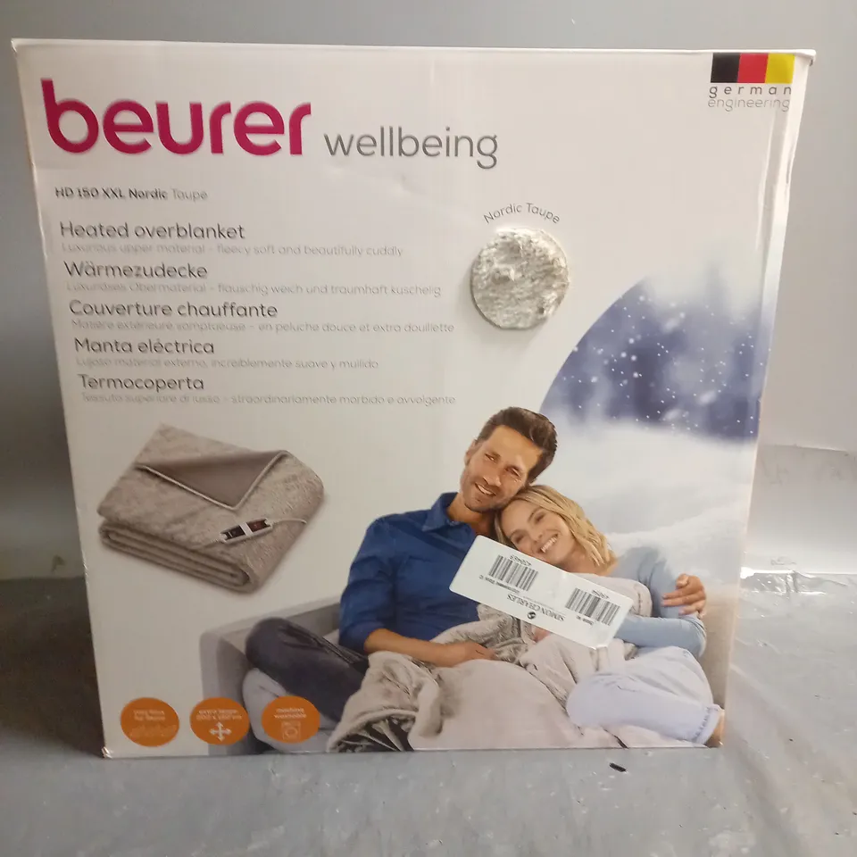 BOXED BEURER WELLBEING HD 150 XXL HEATED BLANKET IN TAUPE