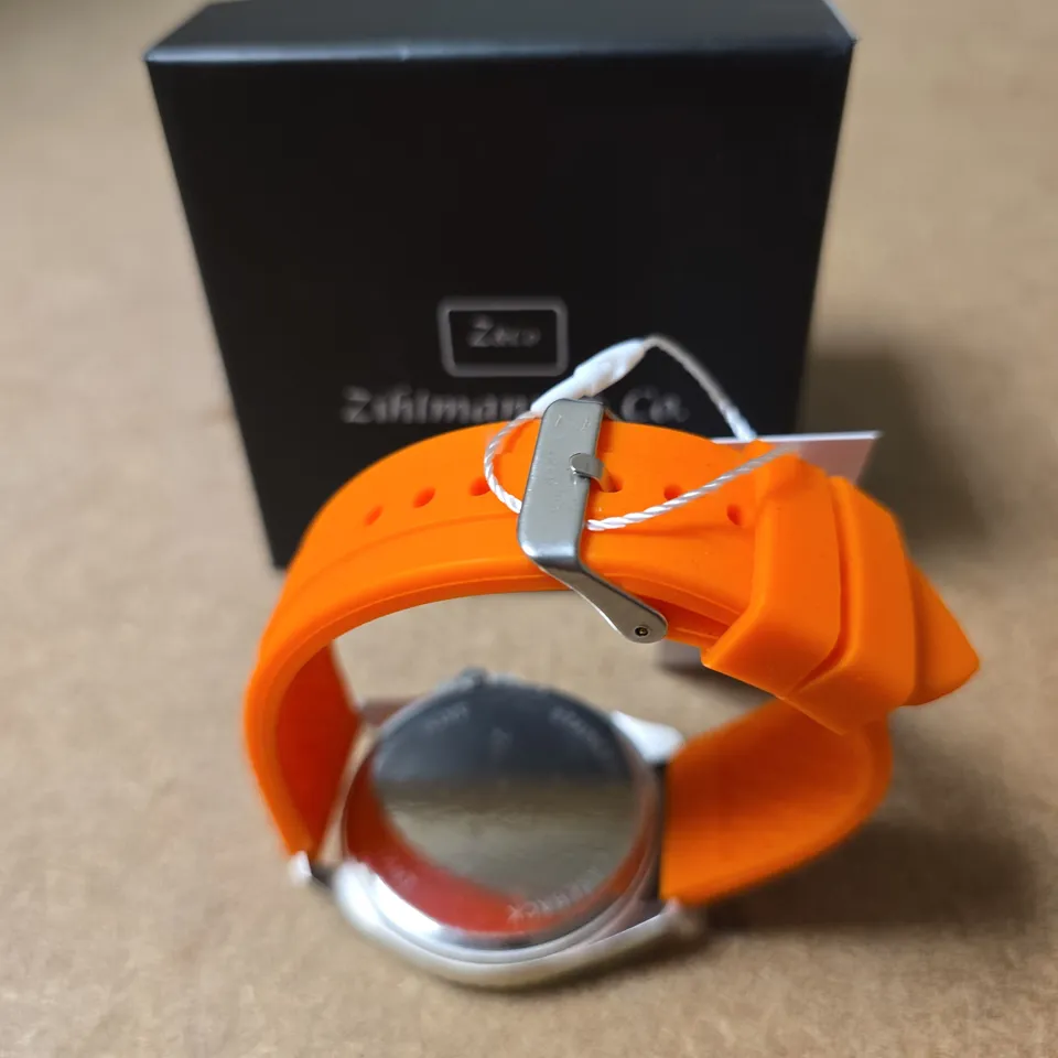 ZIHLMANN & CO. WRISTWATCH – ORANGE DIAL & STRAP, BOXED