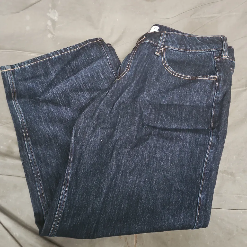 HOLLISTER LOEW RISE BAGGY JEANS IN DARK BLUE - W32 SHORT 14S