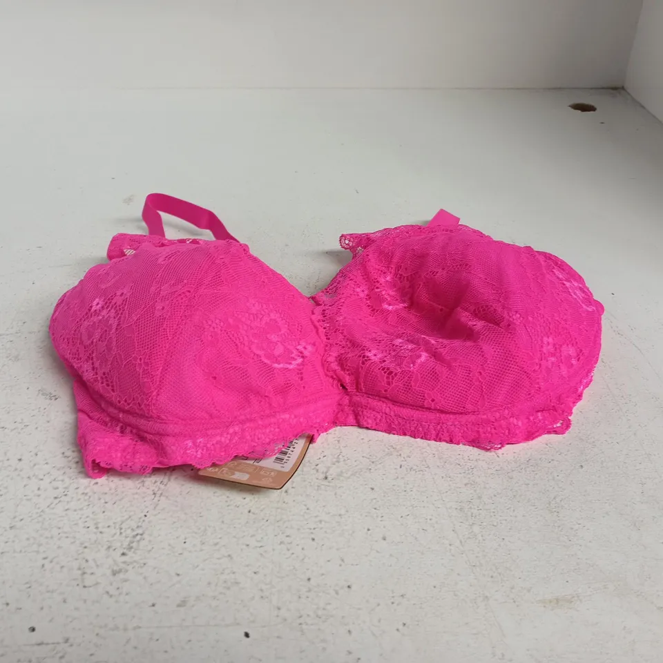 LEMONADE DOLLS NEON PINK LACE BRA – UK 36F