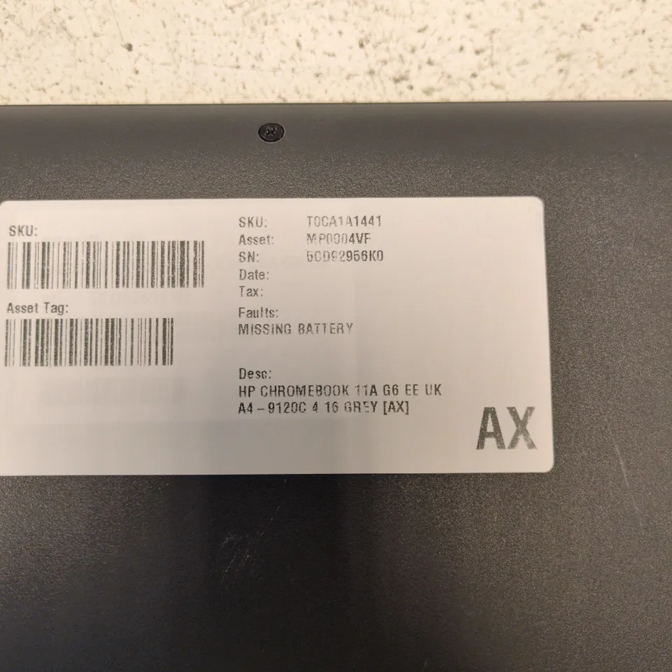 HP CHROMEBOOK 11A G6 EE UK – BLACK/GREY LAPTOP (BATTERY MISSING)