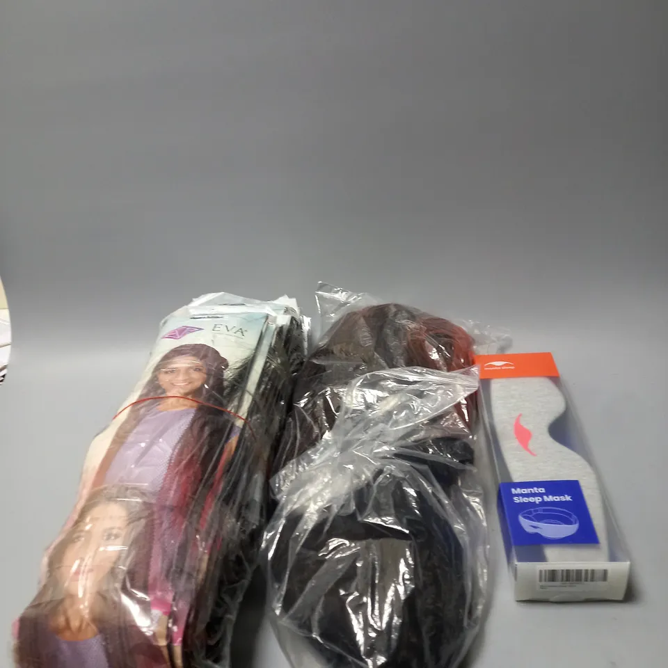 LOT OF HAIR PRODUCT TOO INCLUDE HAIR EXTENSION , WIGS AND BANDS