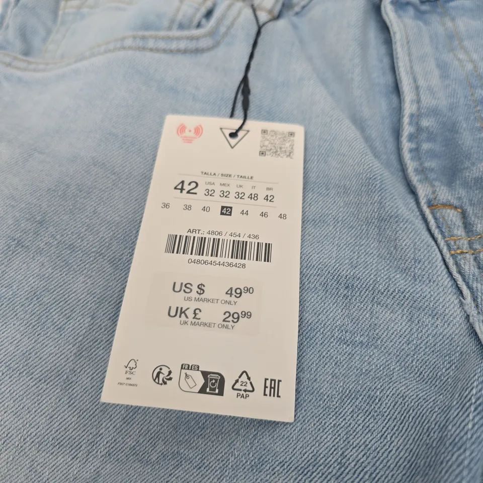 ZARA LIGHT-BLUE DENIM JEANS, UK SIZE 32