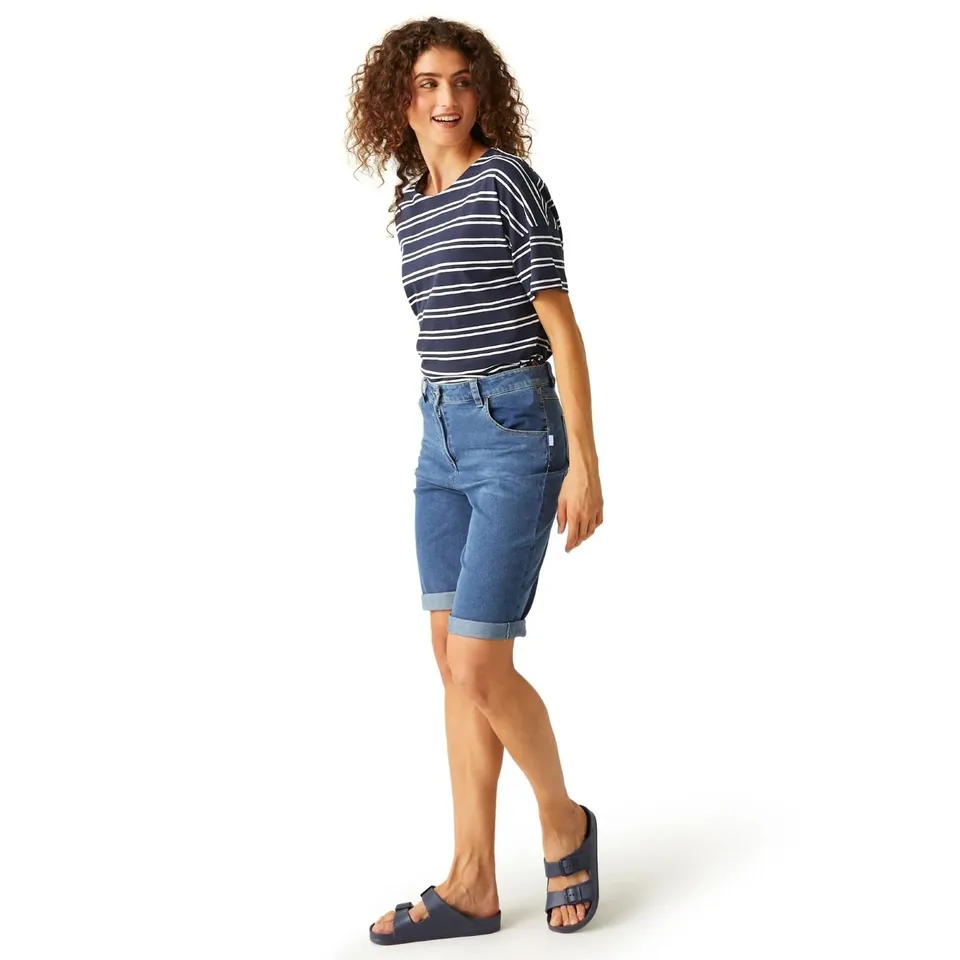 BRAND NEW REGATTA WOMENS ERDRE STRETCH SHORTS IN TRUE DENIM/LIGHT BLUE SIZE 10