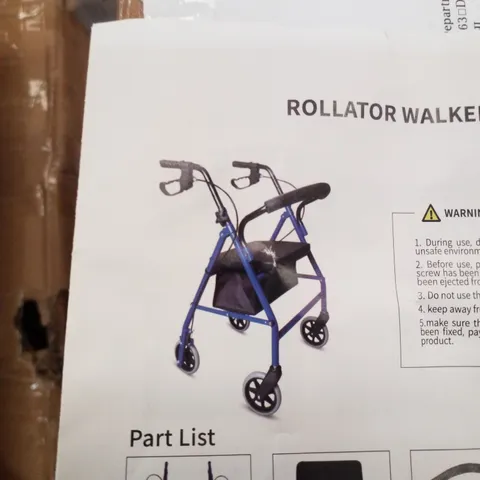 BOXED BONNLO ROLLATOR WALKER - BLUE