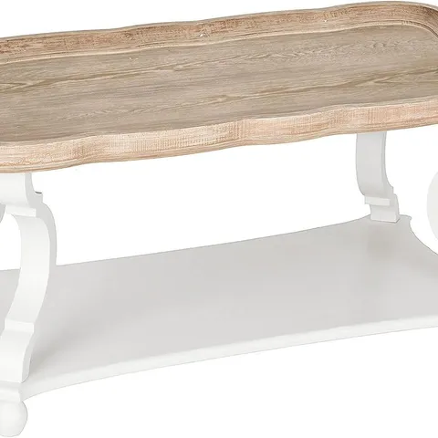 BOXED COZAYH RUSTIC FARMHOUSE COTTAGECORE COFFEE TABLE - WHITE/NATURAL (1 BOX)