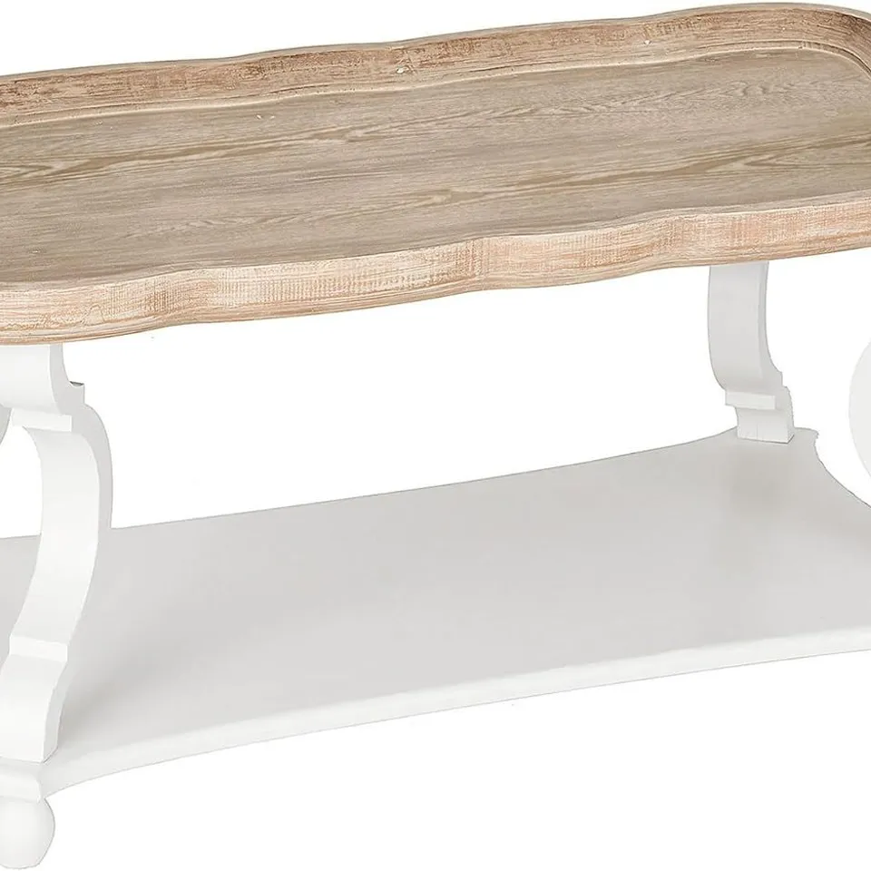 BOXED COZAYH RUSTIC FARMHOUSE COTTAGECORE COFFEE TABLE - WHITE/NATURAL (1 BOX)