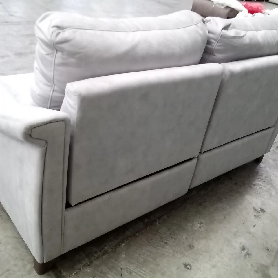 DESIGNER G PLAN RILEY LARGE SOFA ELECTRIC RECLINER DBL - STINGRAY PLATINUM FABRIC 
