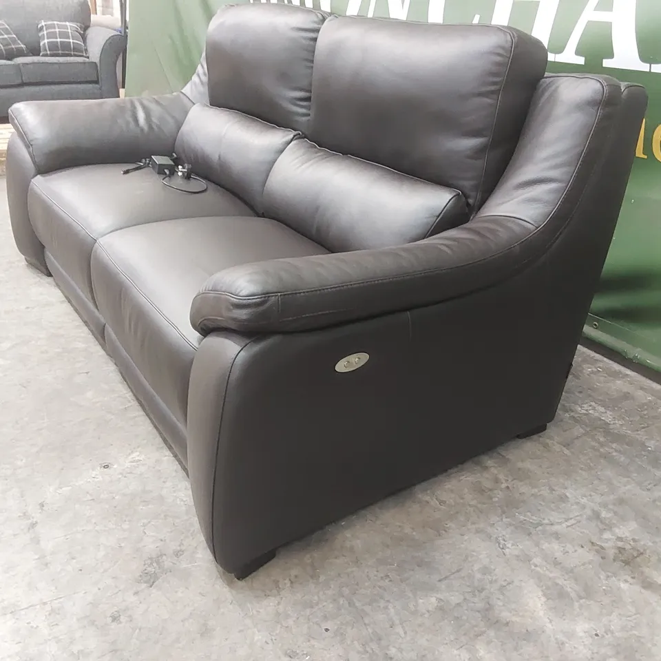 QUALITY DESIGNER ITALIAN MADE DEGANO 3-SEATER ELECTRIC RECLINING DARK BROWN LEATHER SOFA