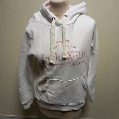 JACK WILLS HUNSTON GRAPHIC LOGO HOODIE, GREY MARL, UK 8