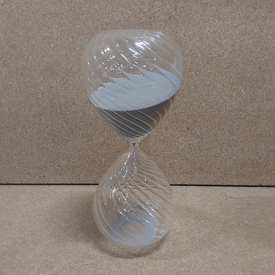 DESIGNER GLASS SPIRAL HOUR GLASS