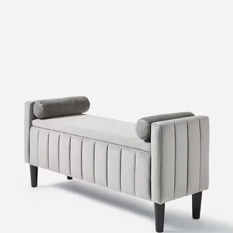 BOXED ELOISE WINGED VELVET STORAGE OTTOMAN - PEWTER