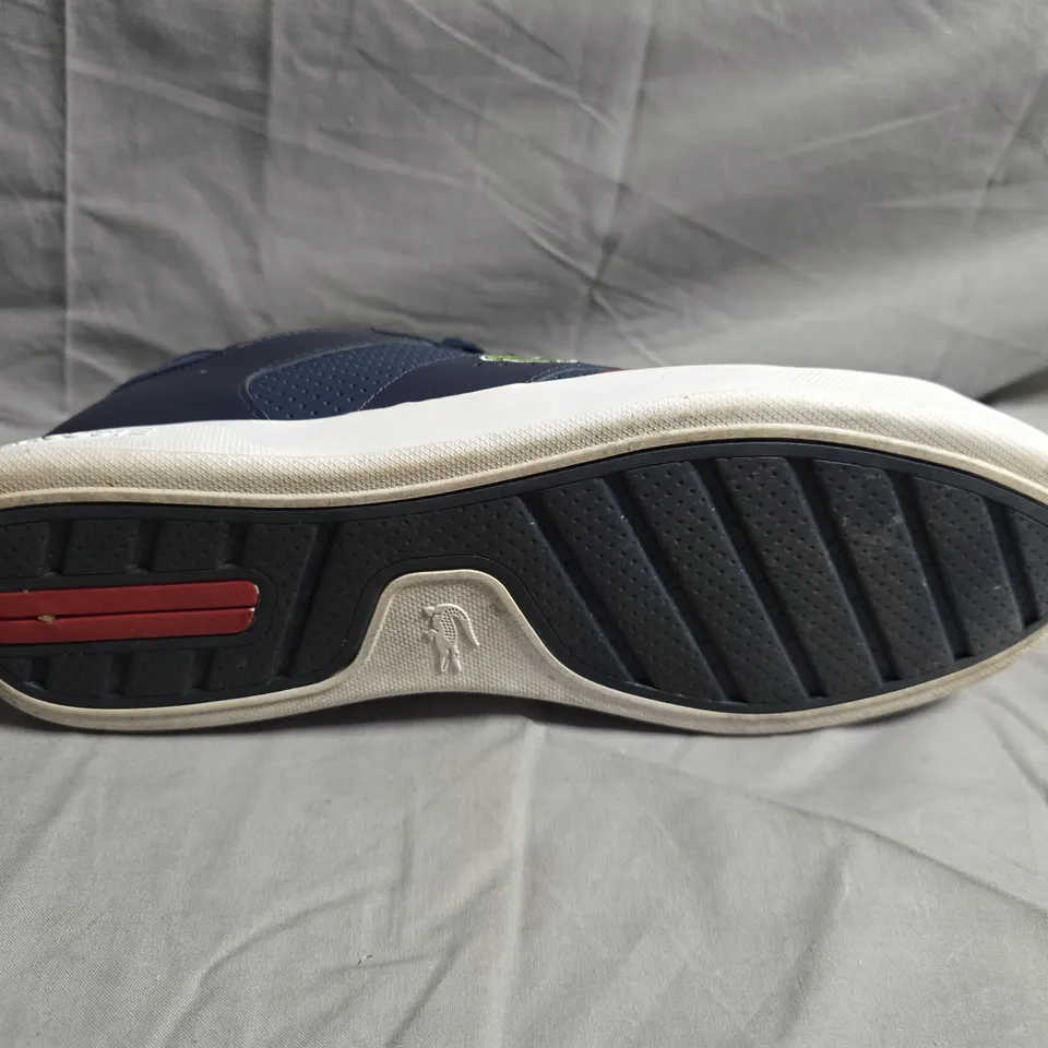 PAIR OF LACOSTE NAVY LEATHER SNEAKERS WITH CROCODILE LOGO - UK SIZE 11