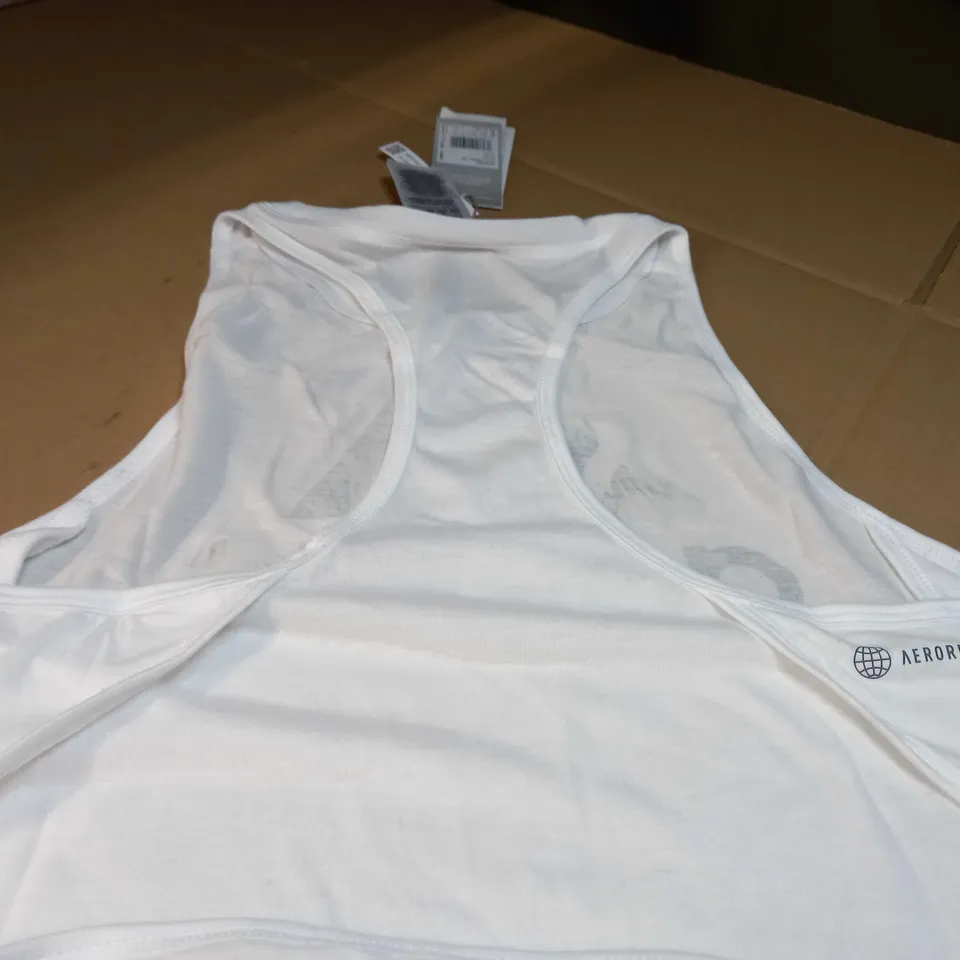 ADIDAS BLACK/WHITE FLORAL LOGO TANK FITNESS TOP - XS