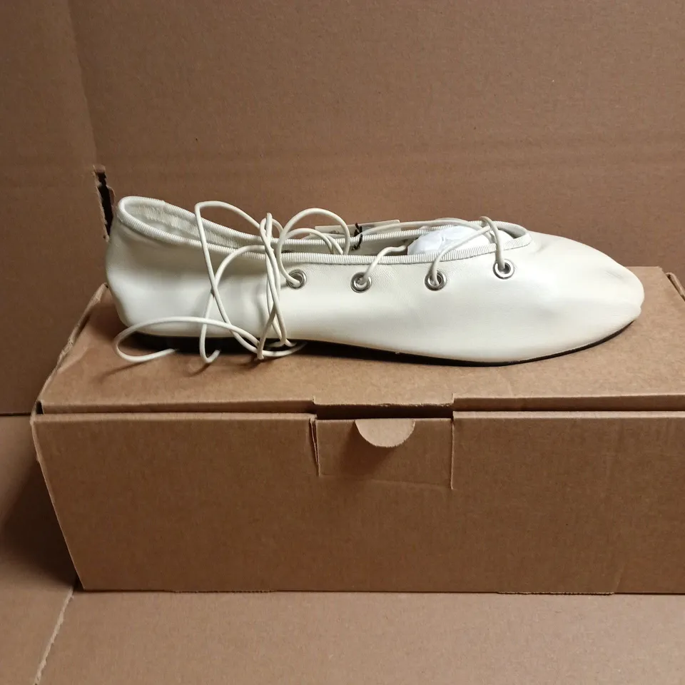 MANGO WOMEN'S WHITE LEATHER LACE-UP SHOES – UK 6