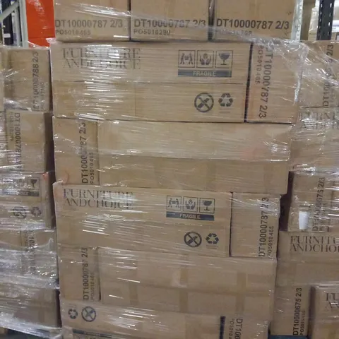 PALLET OF ASSORTED PEAKE WHITE MARBLE AND CHROME DINING TABLE PARTS
