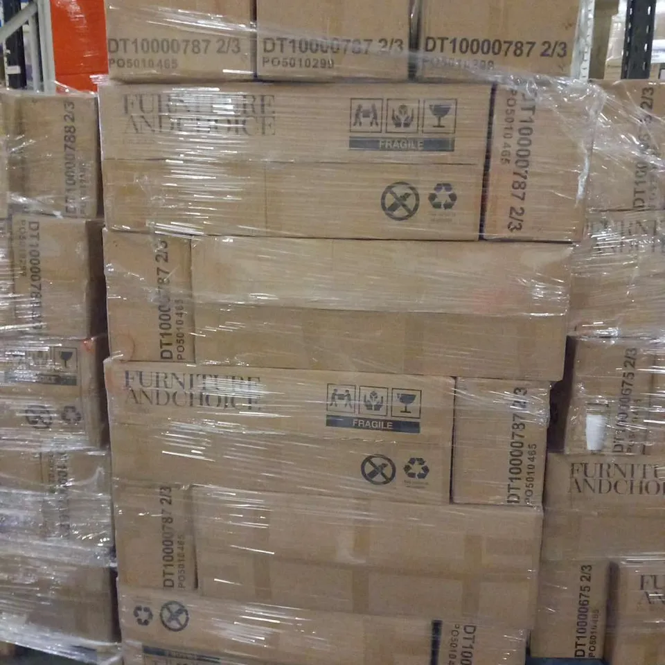 PALLET OF ASSORTED PEAKE WHITE MARBLE AND CHROME DINING TABLE PARTS