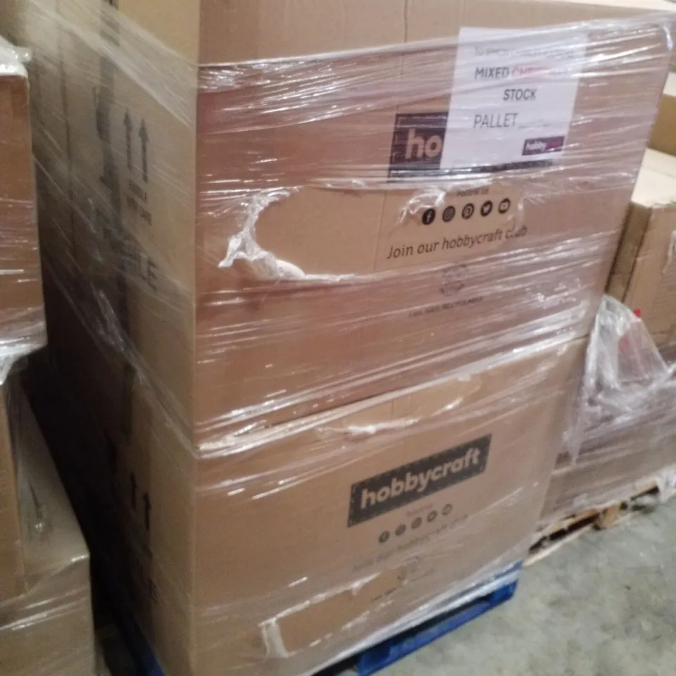 PALLET CONTAINING ASSORTED CHRISTMAS PRODUCTS & DECORATIONS INCLUDING CHRISTMAS WREATH STORAGE BAG, MINI CROSS STITCH, SNOW GLOBE & FELT TABLE PLACE MAT