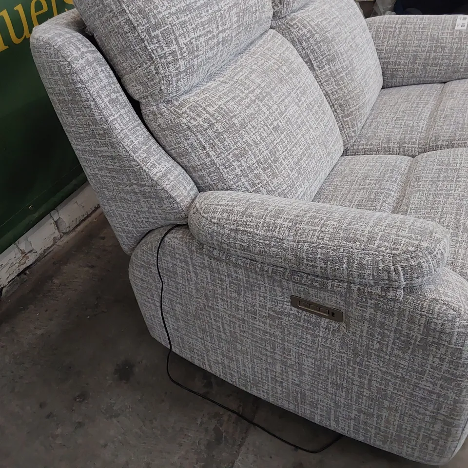 QUALITY BRITISH DESIGNER G PLAN KINGSBURY POWER RECLINING TWO SEATER SOFA SHORE SLATE FABRIC 
