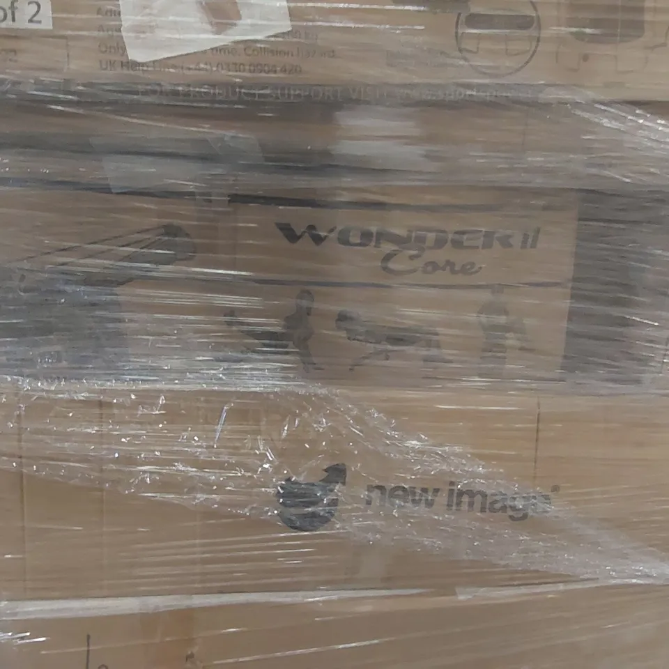 PALLET CONTAINING A LARGE QUANTITY OF ASSORTED ITEMS INCLUDING: TRAMPOLINE PARTS, NEW IMAGE CYCLONE X3 EXERCISE BIKE, WONDER CORE EXERCISE MACHINE ECT