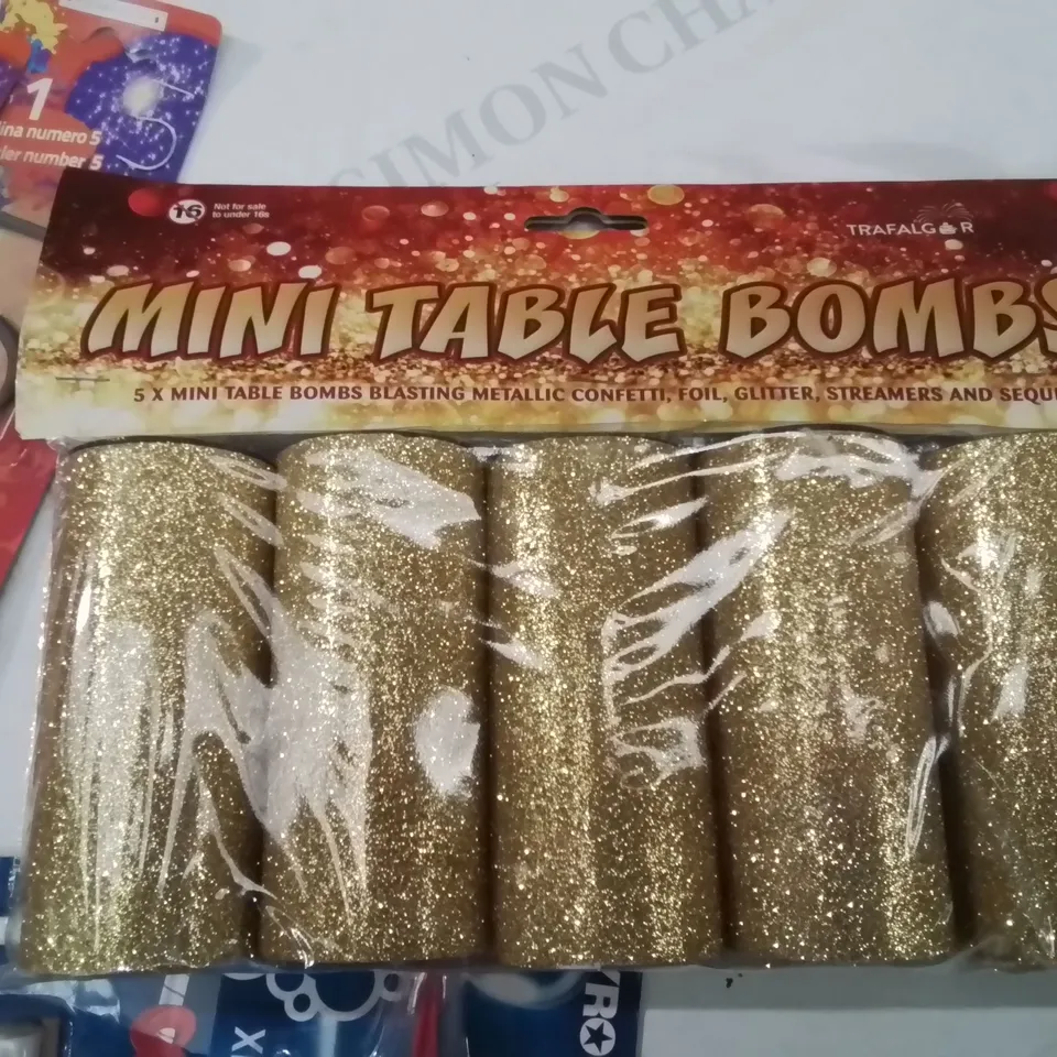 MIXED PARTY PACK LOT TO INCLUDE, FOUNTAIN CANDLES, TABLE BOMBS AND FLARES (COLLECTION OVER 18 ONLY)