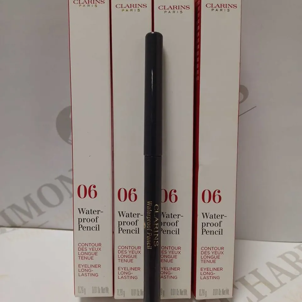 LOT OF 4 CLARINS WATERPROOF EYELINER PENCILS - #06 SMOKED WOOD