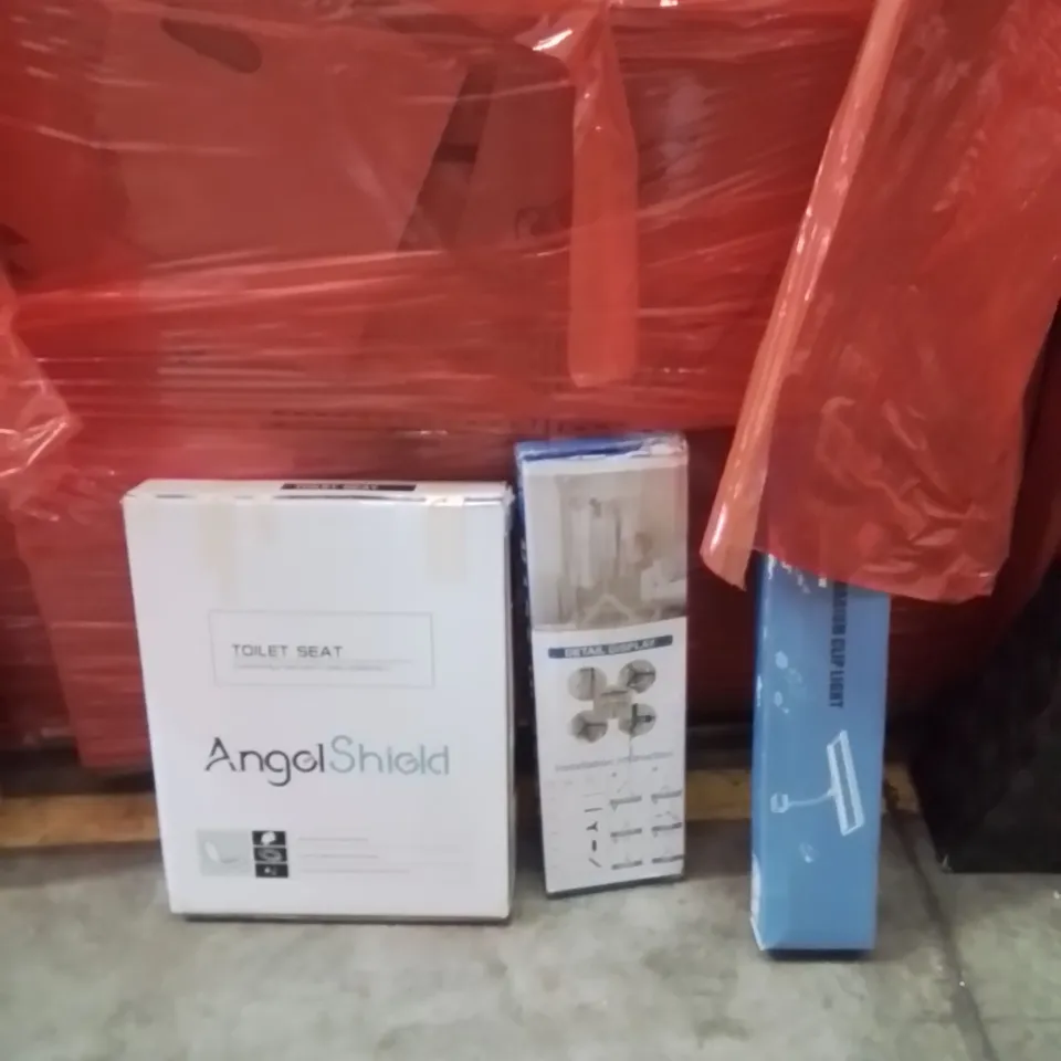 PALLET OF ASSORTED HOUSEHOLD GOODS AND PRODUCTS TO INCLUDE;CLOTHES AIRER,TOILET SEAT,LED AQUARIUM LIGHT