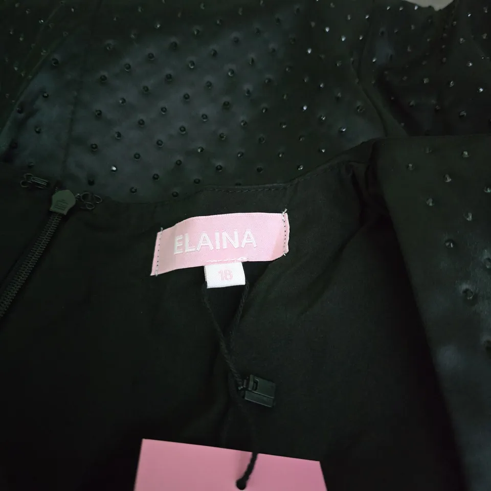 ELAINA BLACK WOMEN'S DRESS WITH DOT EMBELLISHMENTS – UK 16