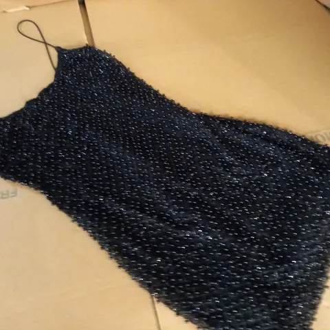OH POLLY BLACK BEADED DRESS - UK 10