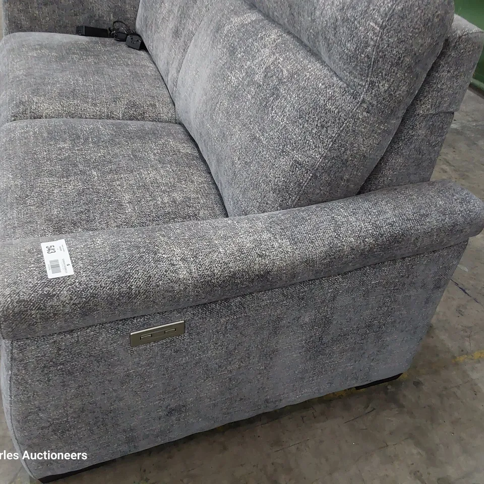 QUALITY ITALIAN DESIGNER ADRIANO POWER RECLINING THREE SEATER SOFA GREY FABRIC 