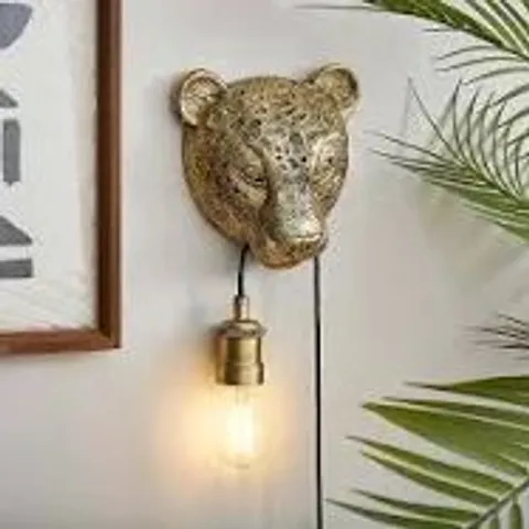 BOXED KINDRA LEOPARD EXPOSED BULB PLUG IN WALL LIGHT