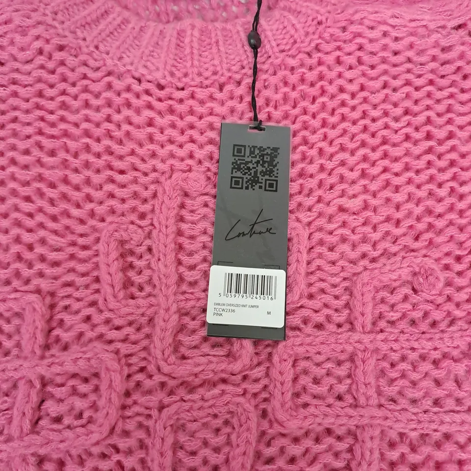 COUTUE EMBLEM OVERSIZED KNIT JUMPER IN PINK - M